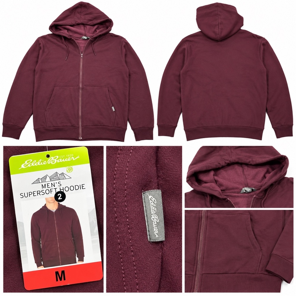 Eddie Bauer Men's Supersoft Hoodie - Burgundy (M)